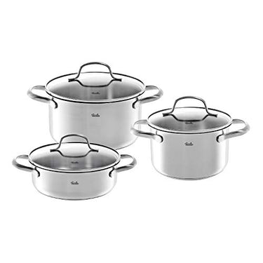 Fissler San Francisco/Stainless Steel 3-Piece Cookware Set with Glass Lids for Induction (2 Cooking Pots, 1 Stewing Pot) – Induction, Large on Sale